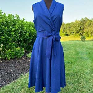 BEAUTIFUL Royal Blue Faux-Wrap Dress
